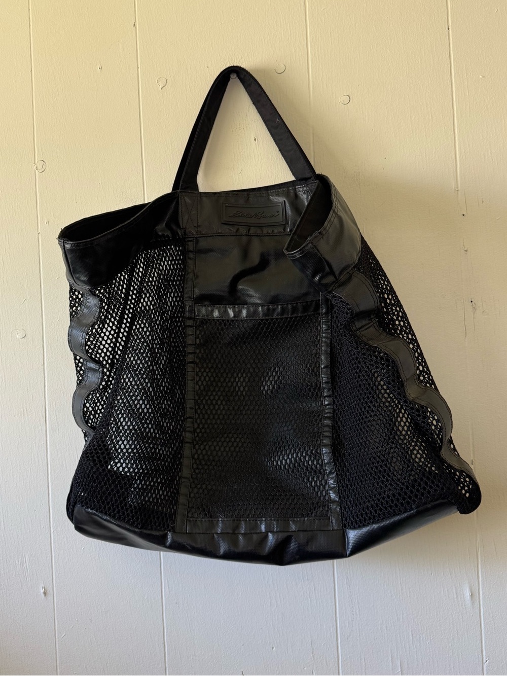 Vintage Eddie Bauer Boat & Beach Bag Mesh Pool Tote Black